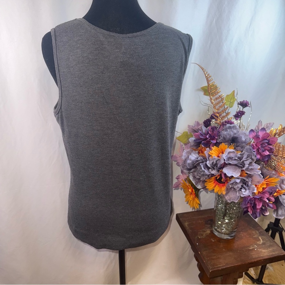 Susan Lawrence Gray Sequin Zebra Tank Top Sleeveless Blouse Medium - Picture 3 of 7